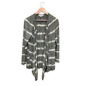 Live & Let Live One World Tie-Dye Open Front Cardigan Small Green/White